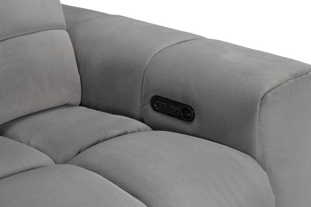 Gemma Light Gray Velvet Power Chaise Sofa