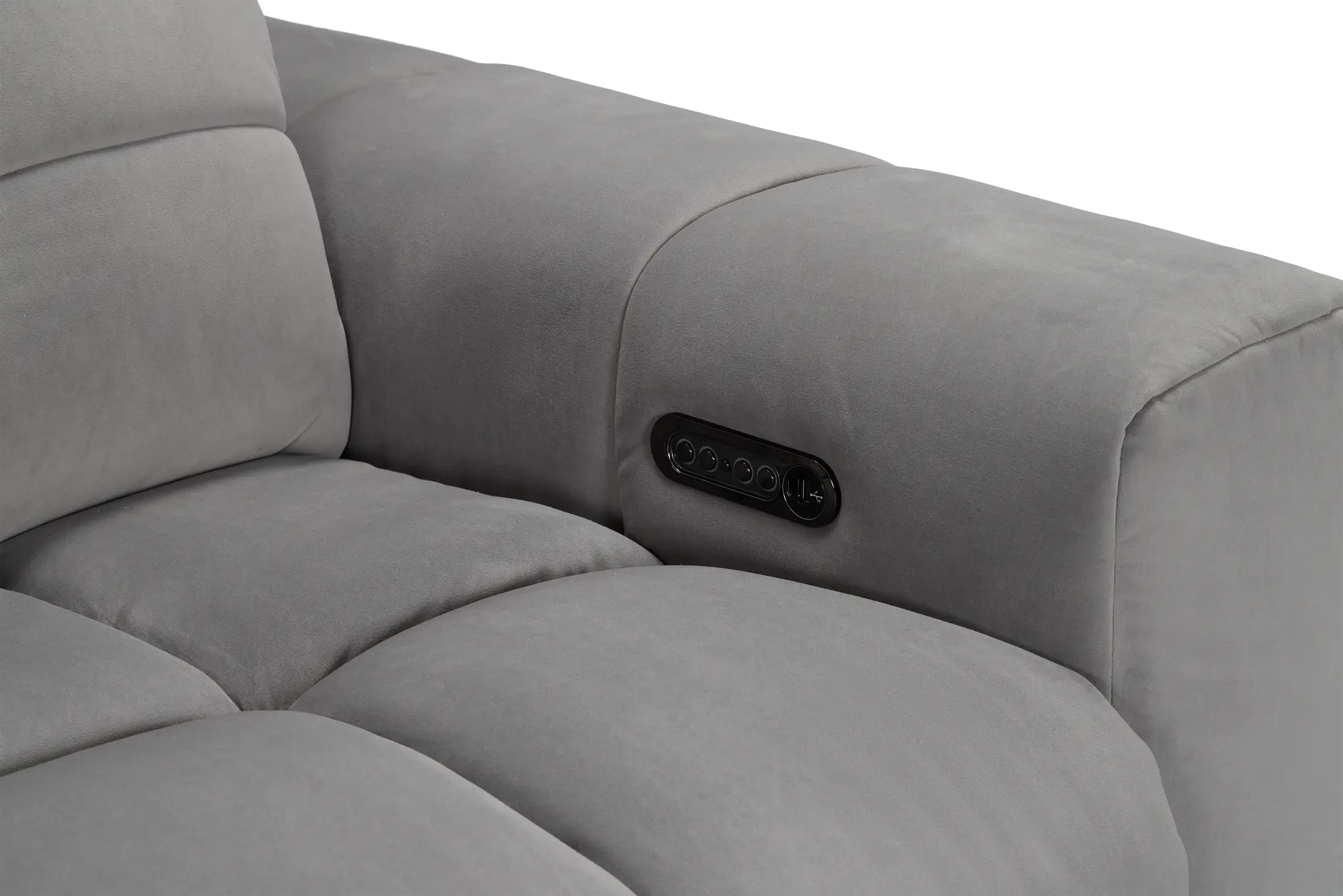 Gemma Light Gray Velvet Power Chaise Sofa Gemma Light Gray Velvet Power Chaise Sofa