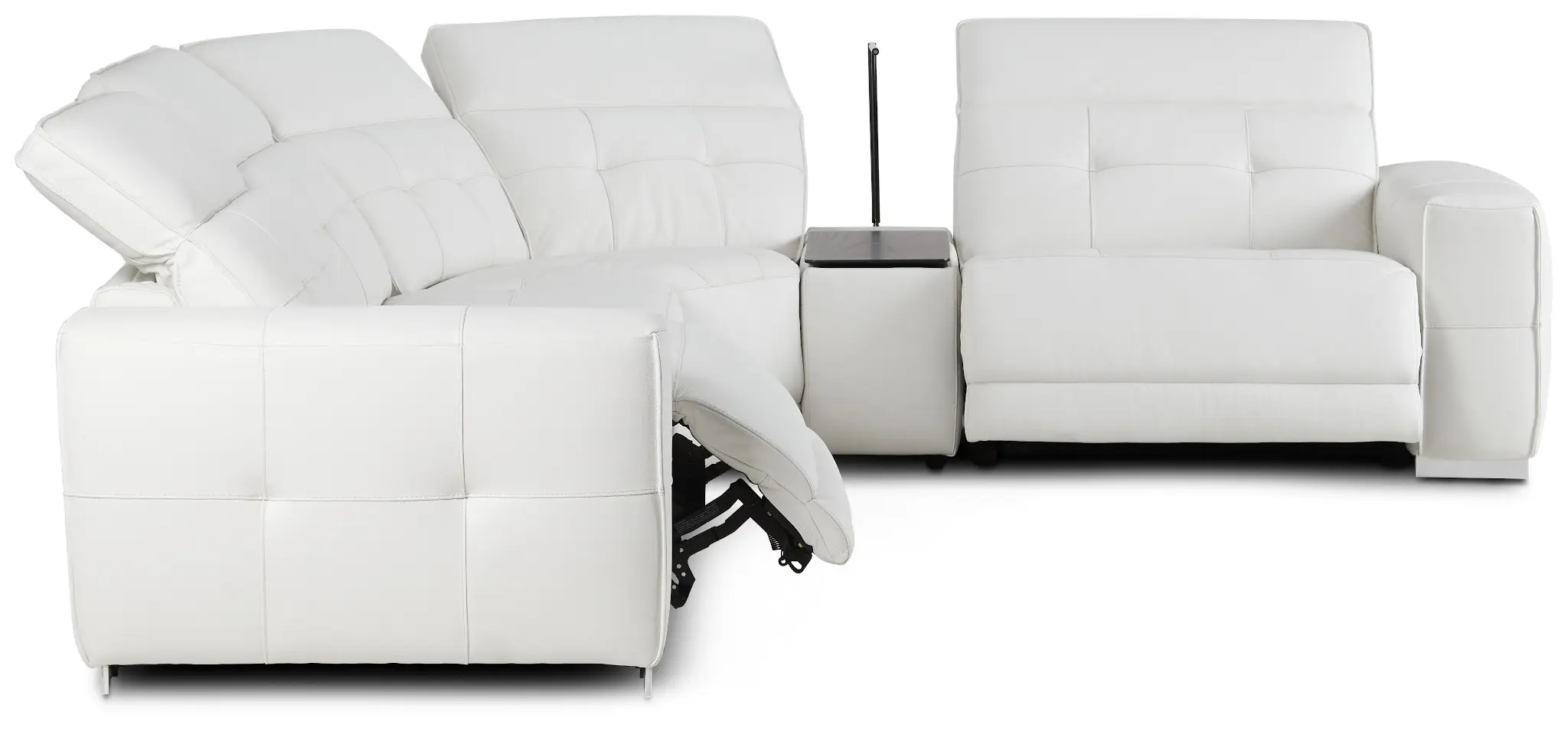 Reva White Leather Small Dual Power Reclining Two-arm Sectional Reva White Leather Small Dual Power Reclining Two-arm Sectional