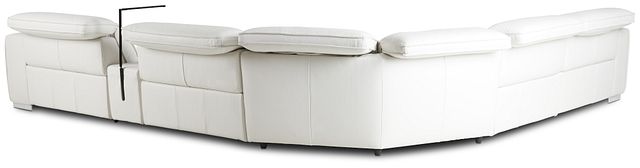 Reva White Leather Medium Dual Power 2-arm Reclining Sectional