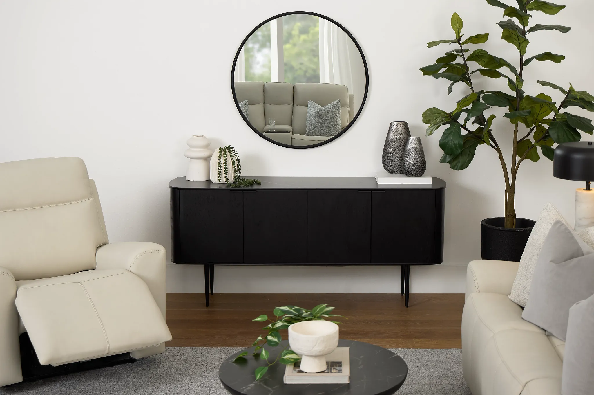 Kayden Black Four-door Cabinet