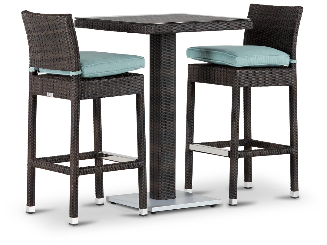 Zen Teal 27" Pub Table & 2 Barstools