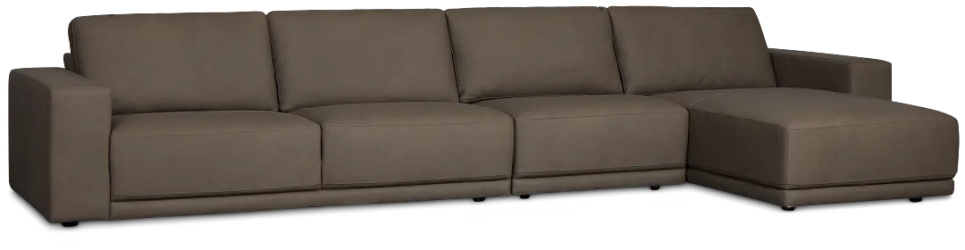 Kellan Dark Gray Leather Small Right Chaise Sectional