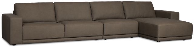 Kellan Dark Gray Leather Small Right Chaise Sectional