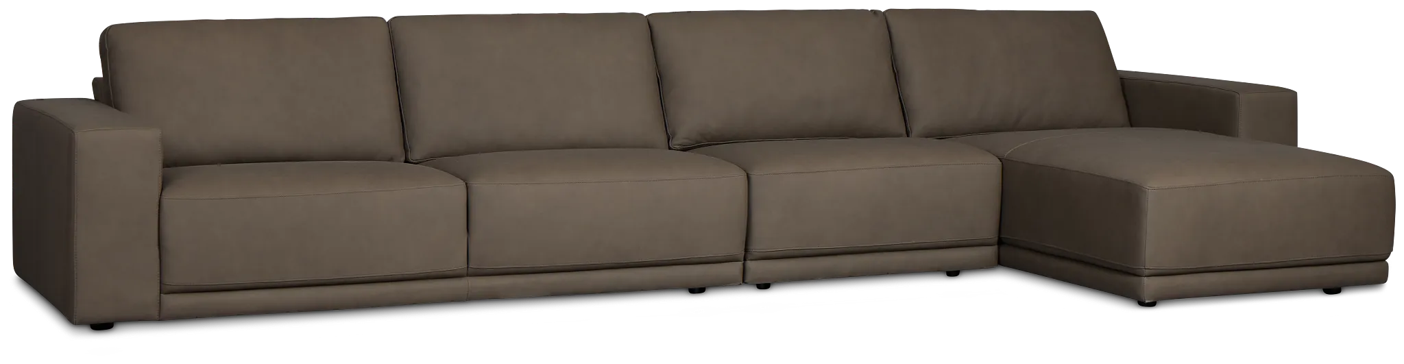 Kellan Dark Gray Leather Small Right Chaise Sectional