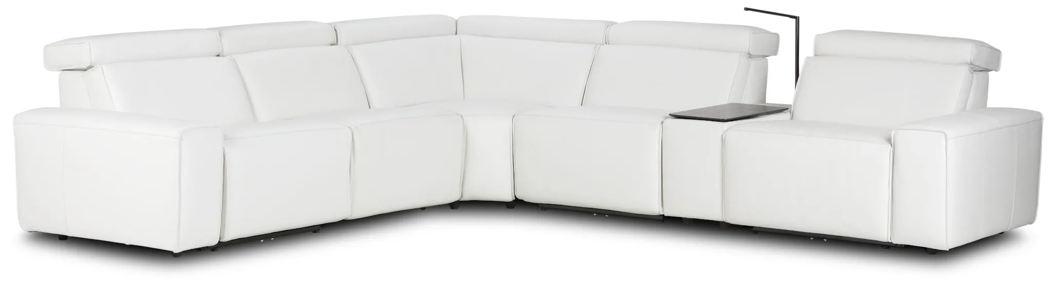 Carmelo White Leather Medium Triple Power 2-arm Sectional