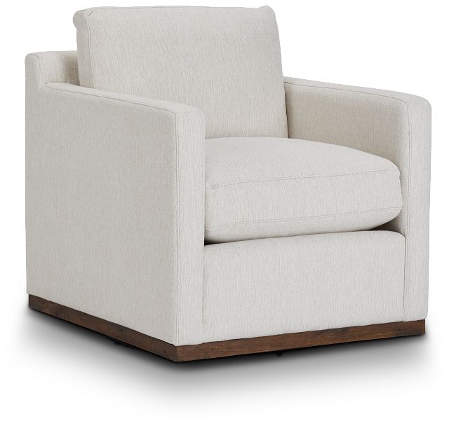 Mckenzie White Fabric Swivel Accent Chair (1)
