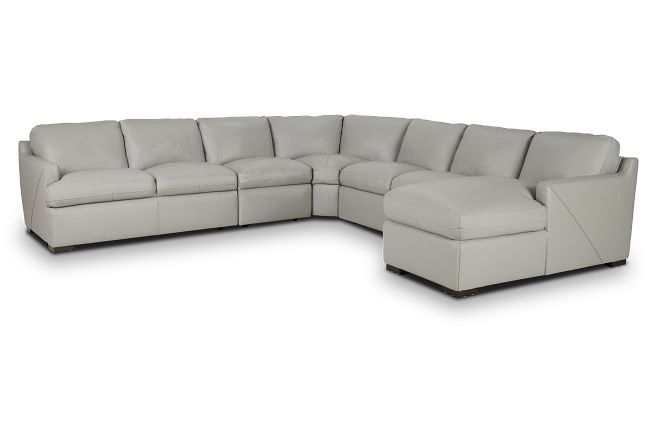 Amari Gray Leather Large Right Chaise Sectional