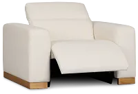 Leona Light Beige Fabric Power Recliner With Power Headrest