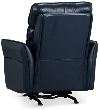 Preston Dark Blue Lthr/vinyl Power Recliner With Heat And Massage