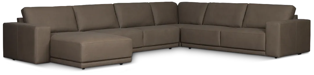 Kellan Dark Gray Leather Medium Left Chaise Sectional