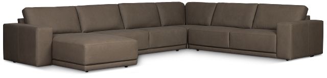 Kellan Dark Gray Leather Medium Left Chaise Sectional