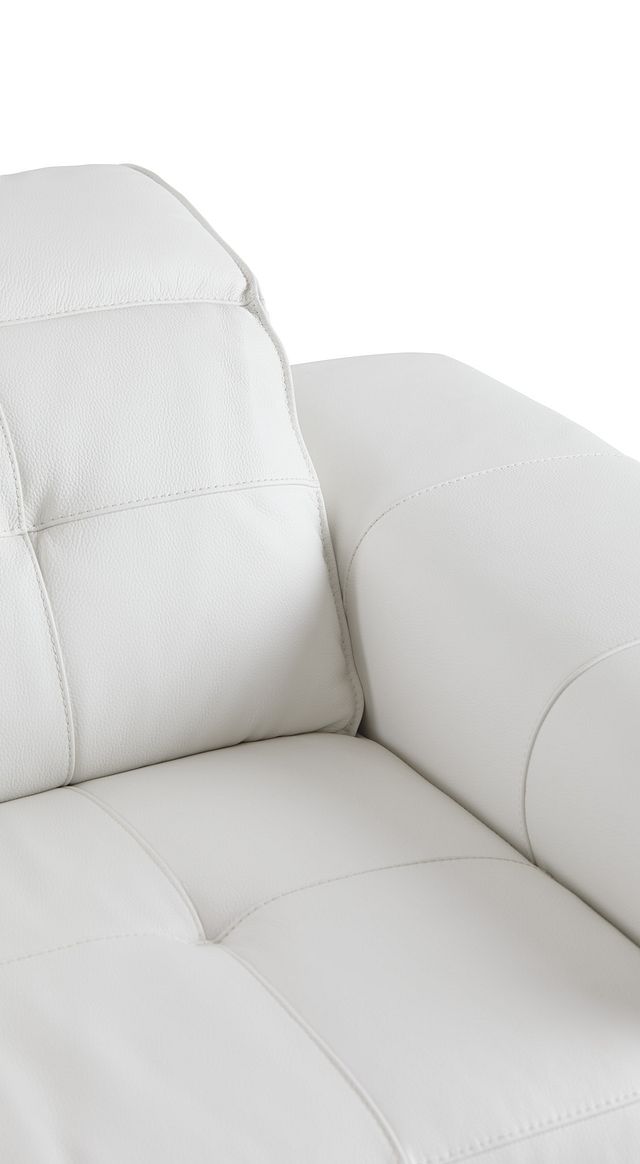 Reva White Leather Power Reclining Sofa