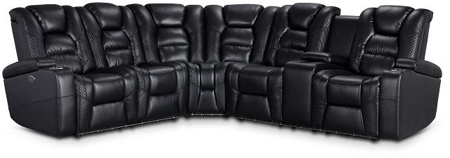 Troy Black Micro Right Console Love Reclining Sectional