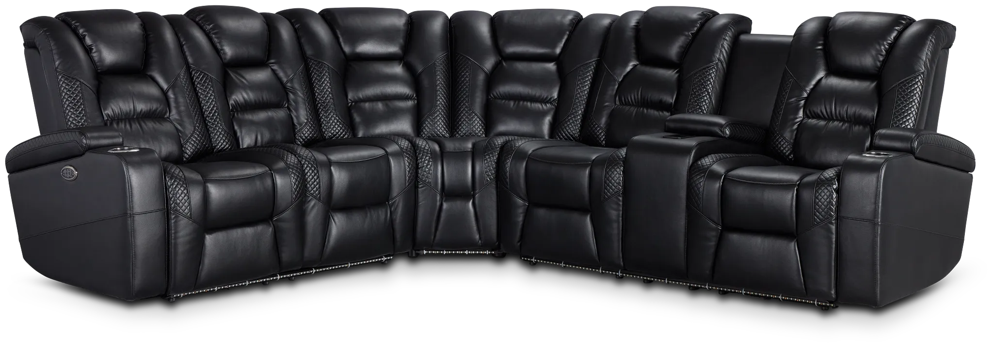 Troy Black Micro Right Console Love Reclining Sectional