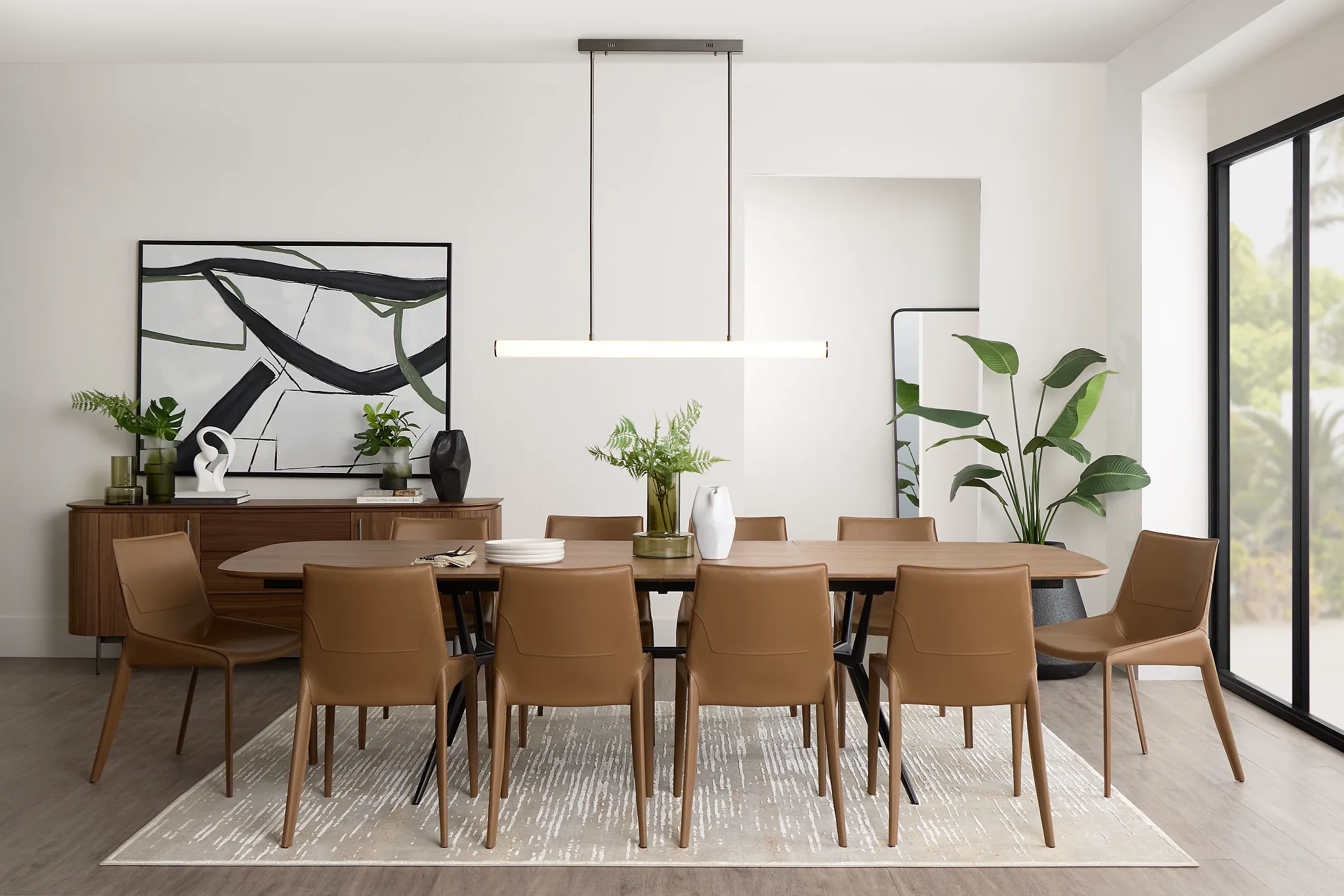 Margo Two-tone Rect Table With 4 Brown Upholstered Side Chairs