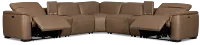 Brodie Dark Brown Lthr/vinyl Large Dual Power Reclining Two-arm Sectional