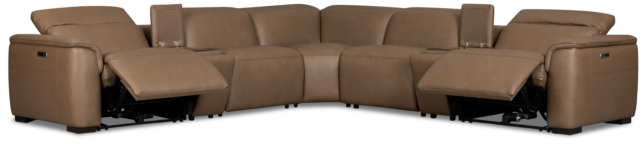 Brodie Dark Brown Lthr/vinyl Large Dual Power Reclining Two-arm Sectional