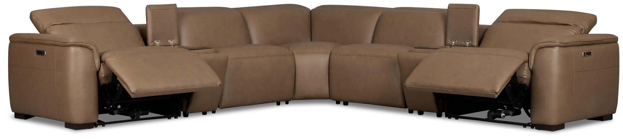 Brodie Dark Brown Lthr/vinyl Large Dual Power Reclining Two-arm Sectional Brodie Dark Brown Lthr/vinyl Large Dual Power Reclining Two-arm Sectional