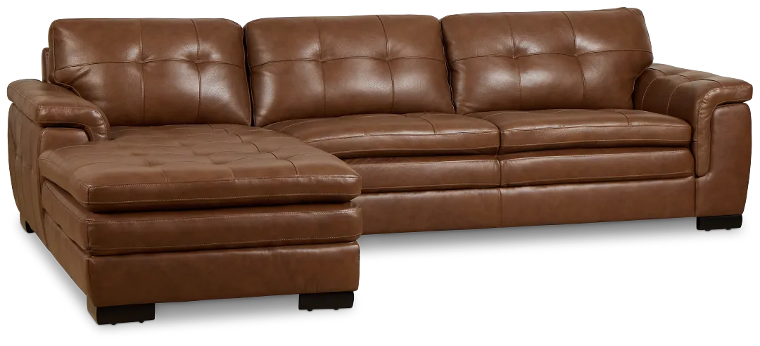 Braden Medium Brown Leather Left Chaise Sectional