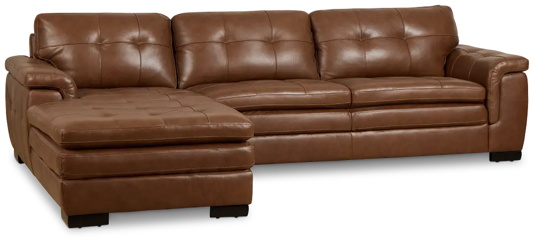 Braden Medium Brown Leather Left Chaise Sectional Braden Medium Brown Leather Left Chaise Sectional