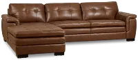 Braden Medium Brown Leather Left Chaise Sectional