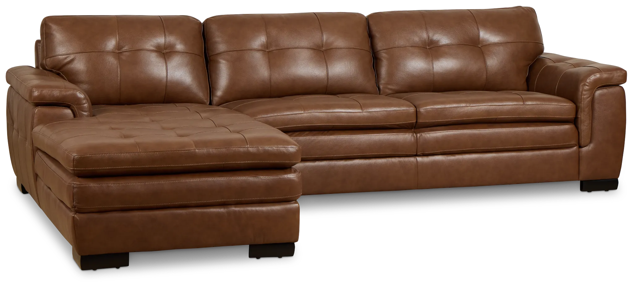 Braden Medium Brown Leather Left Chaise Sectional
