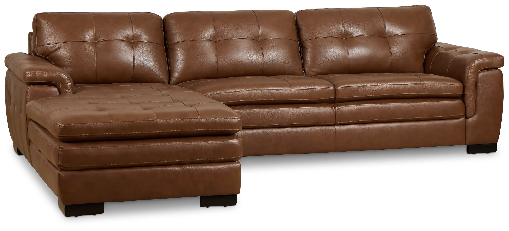 Braden Medium Brown Leather Left Chaise Sectional Braden Medium Brown Leather Left Chaise Sectional
