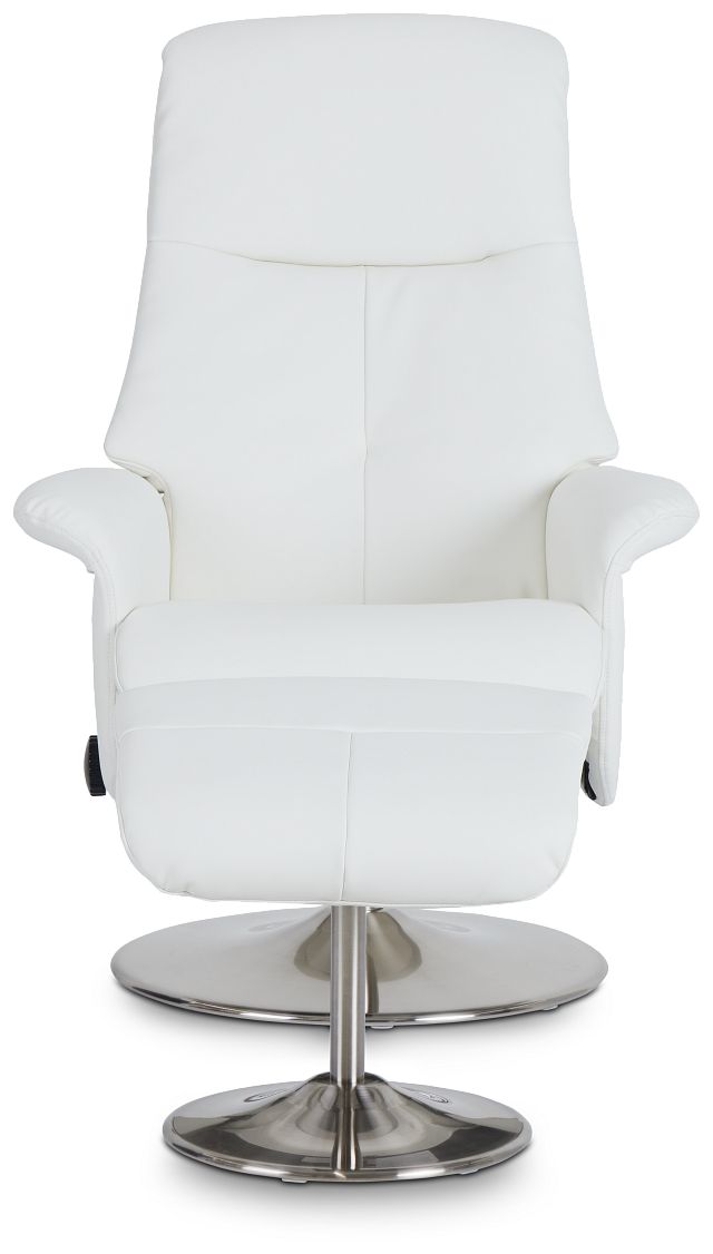 Evans White Micro Recliner & Ottoman