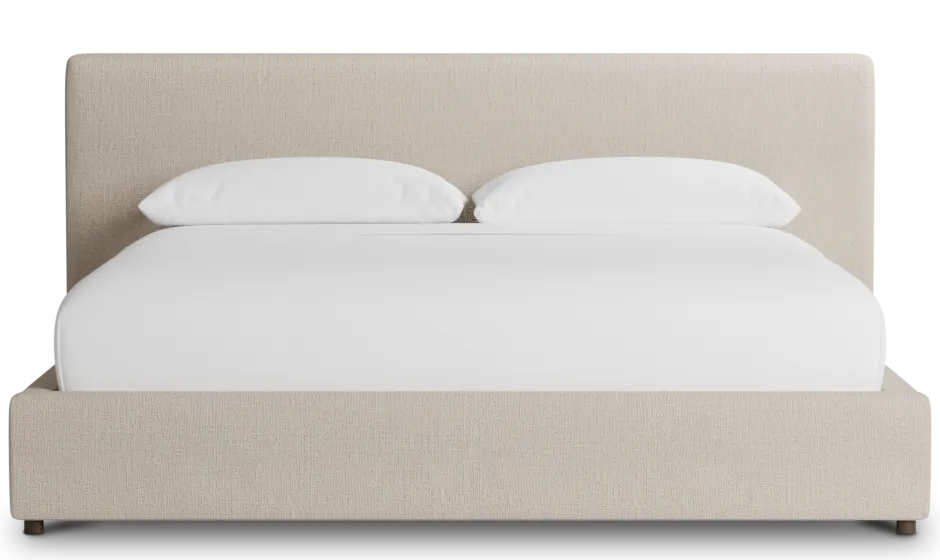 Grayton Linen Beige 44" Upholstered Platform Bed