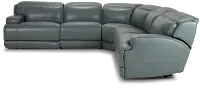 Reign Green Lthr/vinyl Small Two-arm Power Reclining Sectional