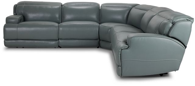 Reign Green Lthr/vinyl Small Two-arm Power Reclining Sectional