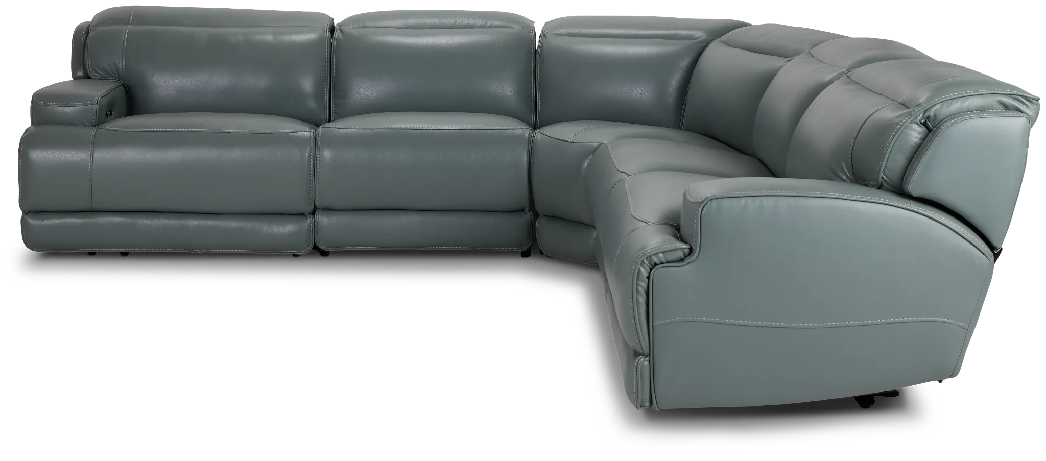 Reign Green Lthr/vinyl Small Two-arm Power Reclining Sectional