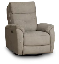 Ryder Beige Micro Power Swivel Glider Recliner