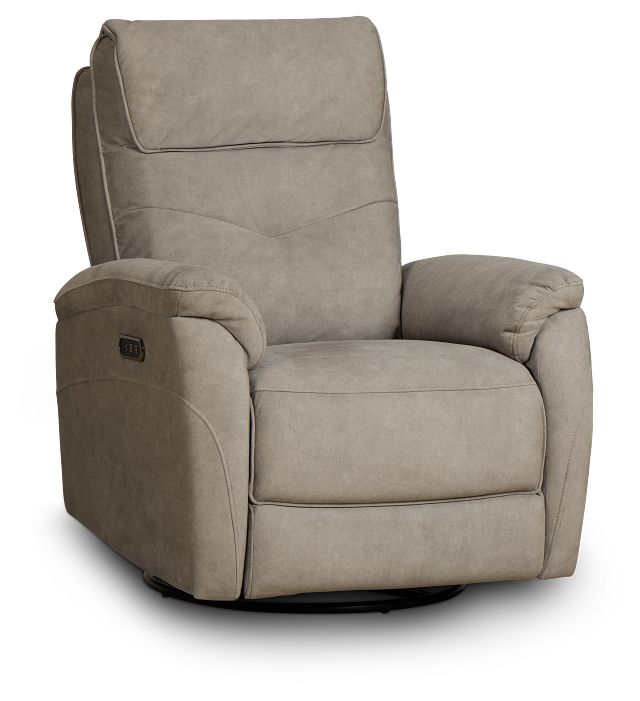 Ryder Beige Micro Power Swivel Glider Recliner