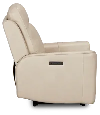 Benji Light Beige Lthr/vinyl Zero Gravity Power Recliner W/headrest