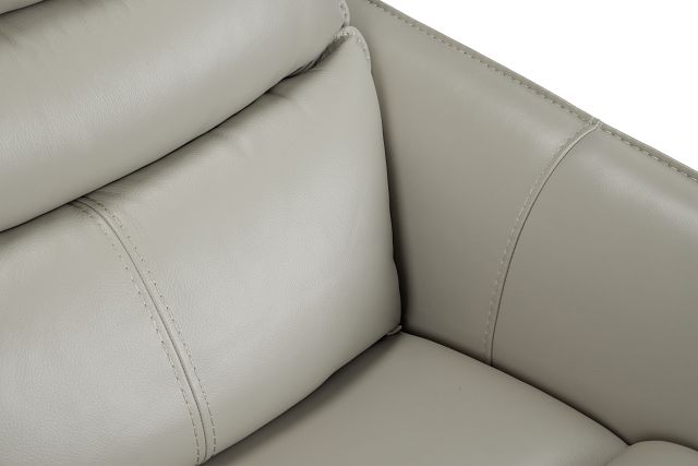 Preston Light Gray Lthr/vinyl Power Recliner With Heat And Massage