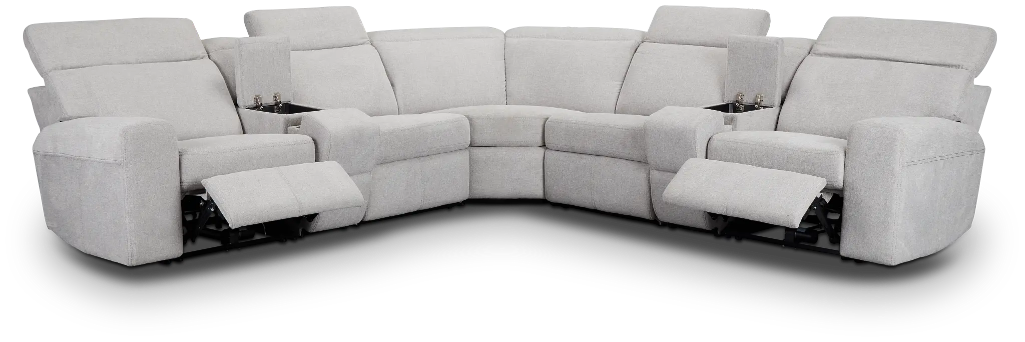 Callum Light Gray Fabric Large Dual Power Reclining Two-arm Sectional Callum Light Gray Fabric Large Dual Power Reclining Two-arm Sectional
