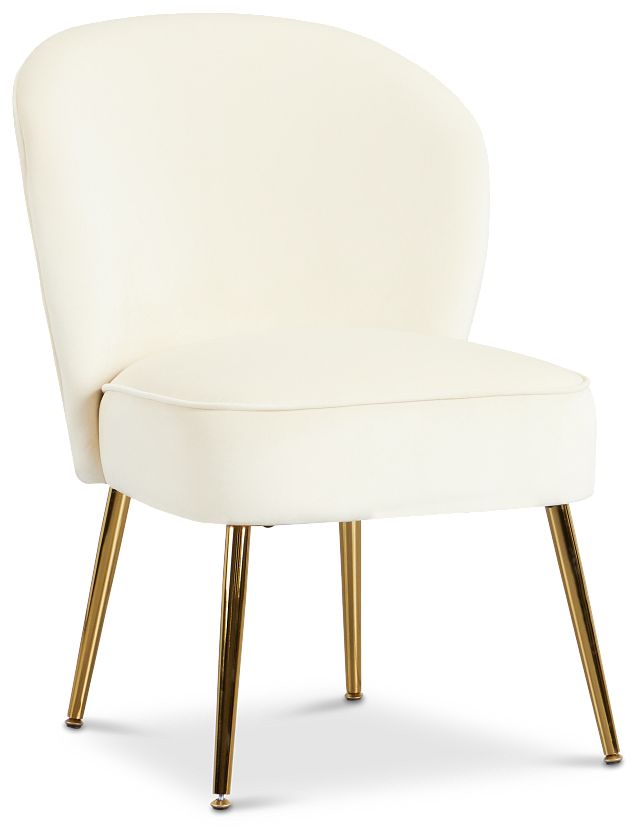 Tami White Velvet Accent Chair