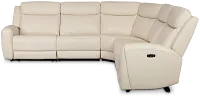 Walker Ivory Lthr/vinyl Small Two-arm Power Reclining Sectional