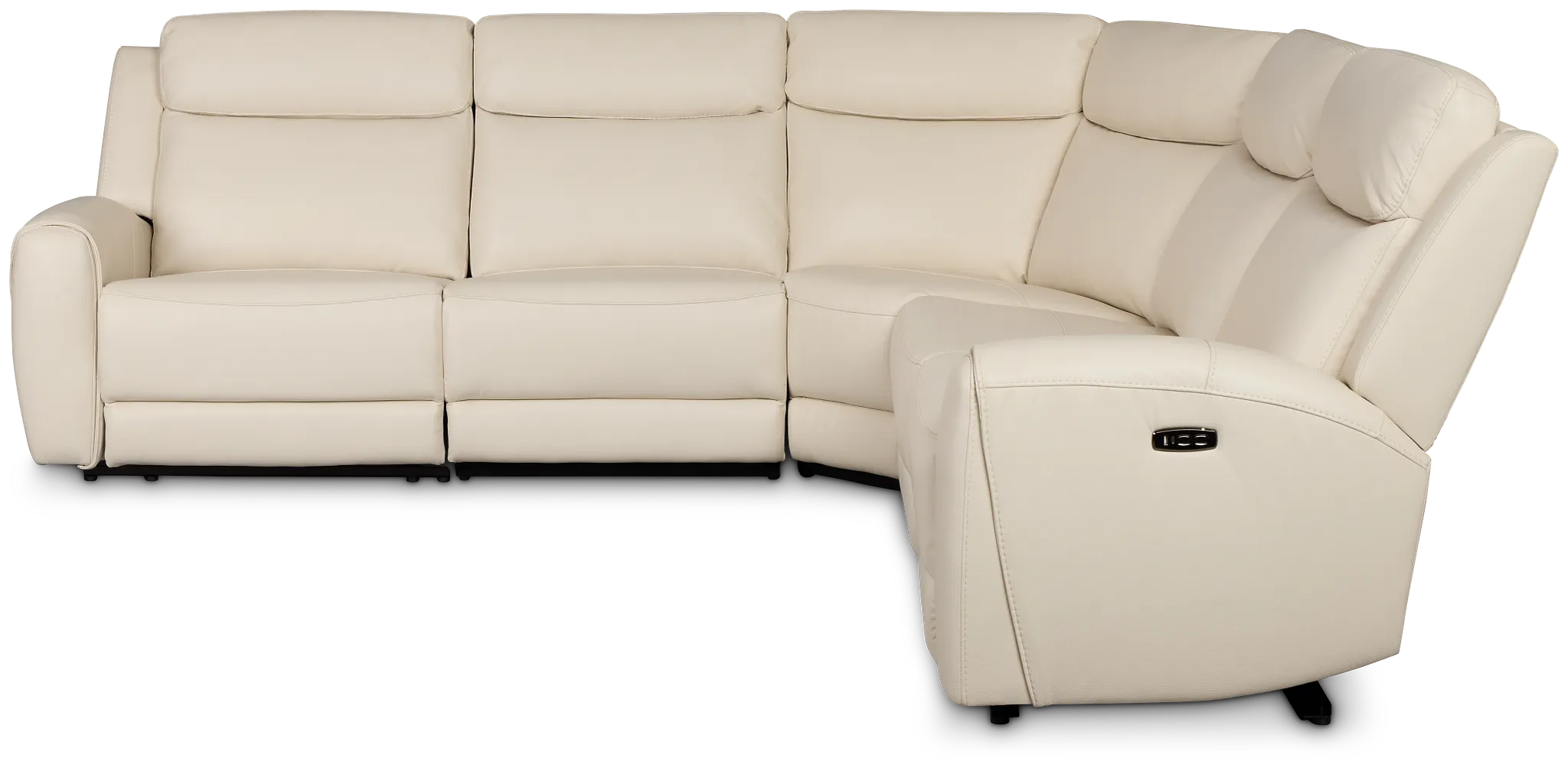 Walker Ivory Lthr/vinyl Small Two-arm Power Reclining Sectional