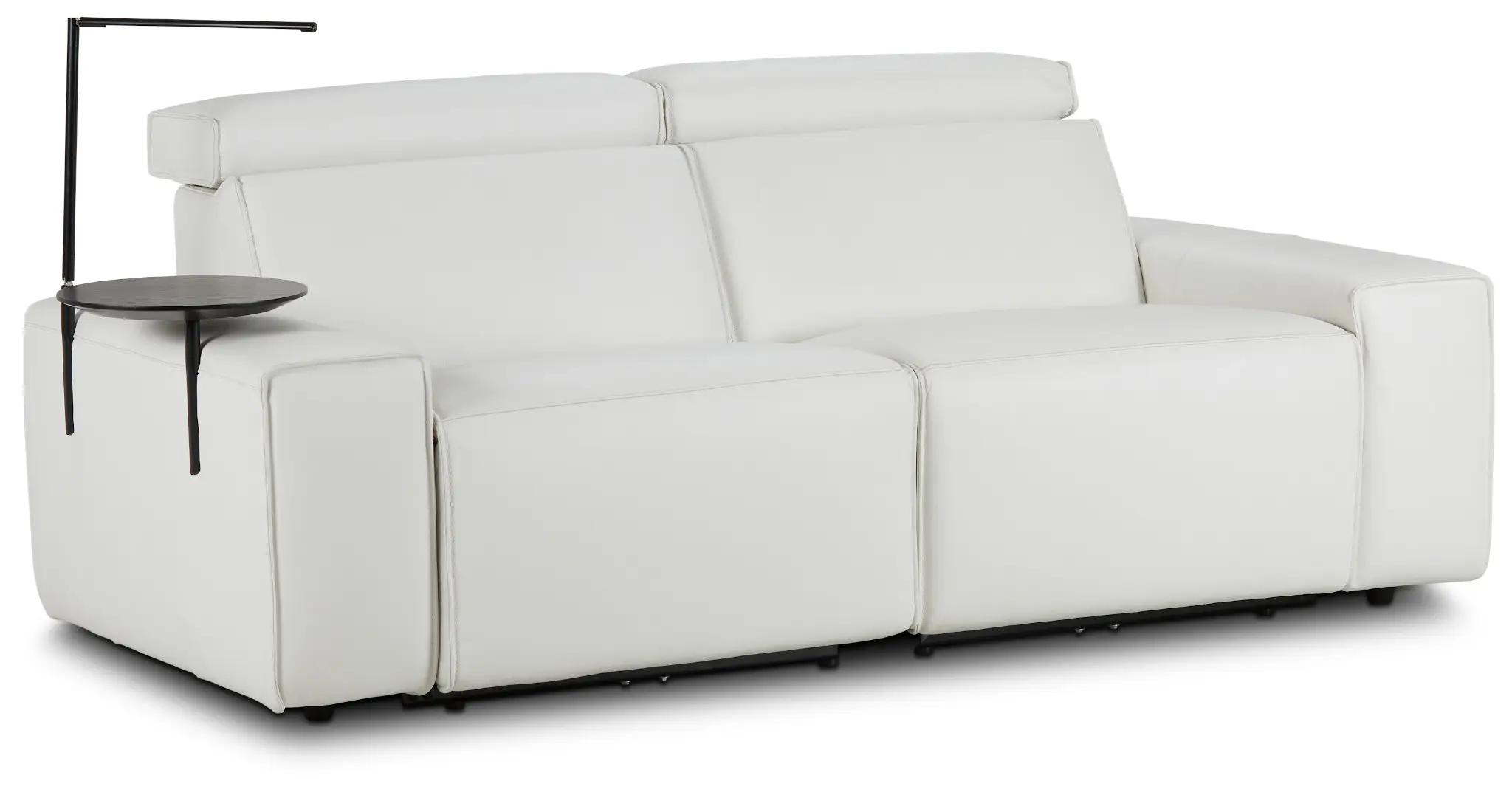 Carmelo White Leather Power Reclining Sofa With Left Table Carmelo White Leather Power Reclining Sofa With Left Table