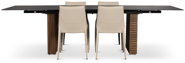 Wayne Two-tone Stone Rectangular Table &4 Light Beige Upholstered Chair