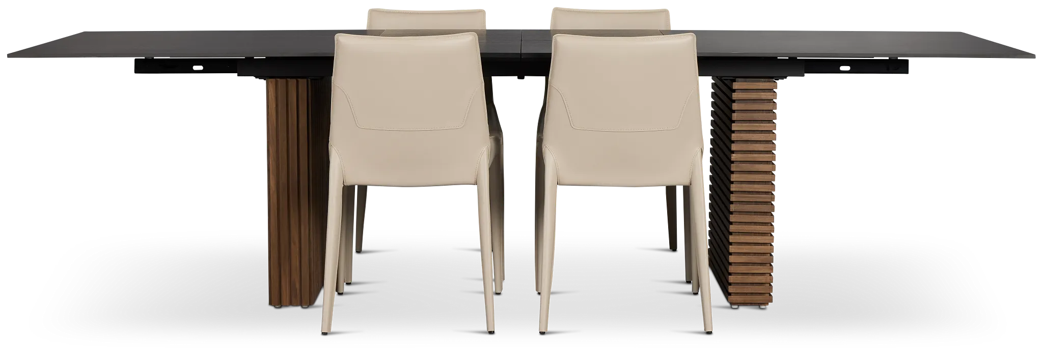 Wayne Two-tone Stone Rectangular Table &4 Light Beige Upholstered Chair