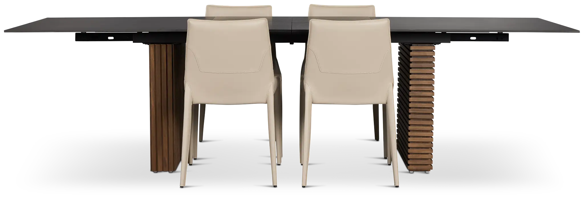 Wayne Two-tone Stone Rectangular Table &4 Light Beige Upholstered Chair Wayne Two-tone Stone Rectangular Table &4 Light Beige Upholstered Chair