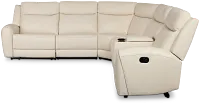 Walker Ivory Lthr/vinyl Medium Dual Manual 2-arm Sectional