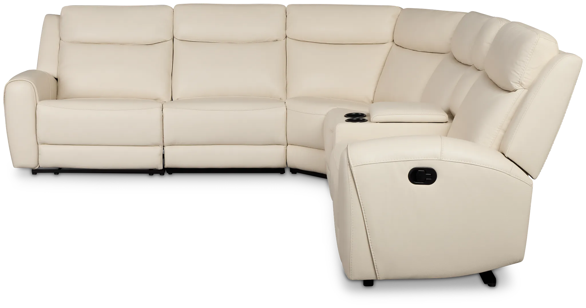 Walker Ivory Lthr/vinyl Medium Dual Manual 2-arm Sectional