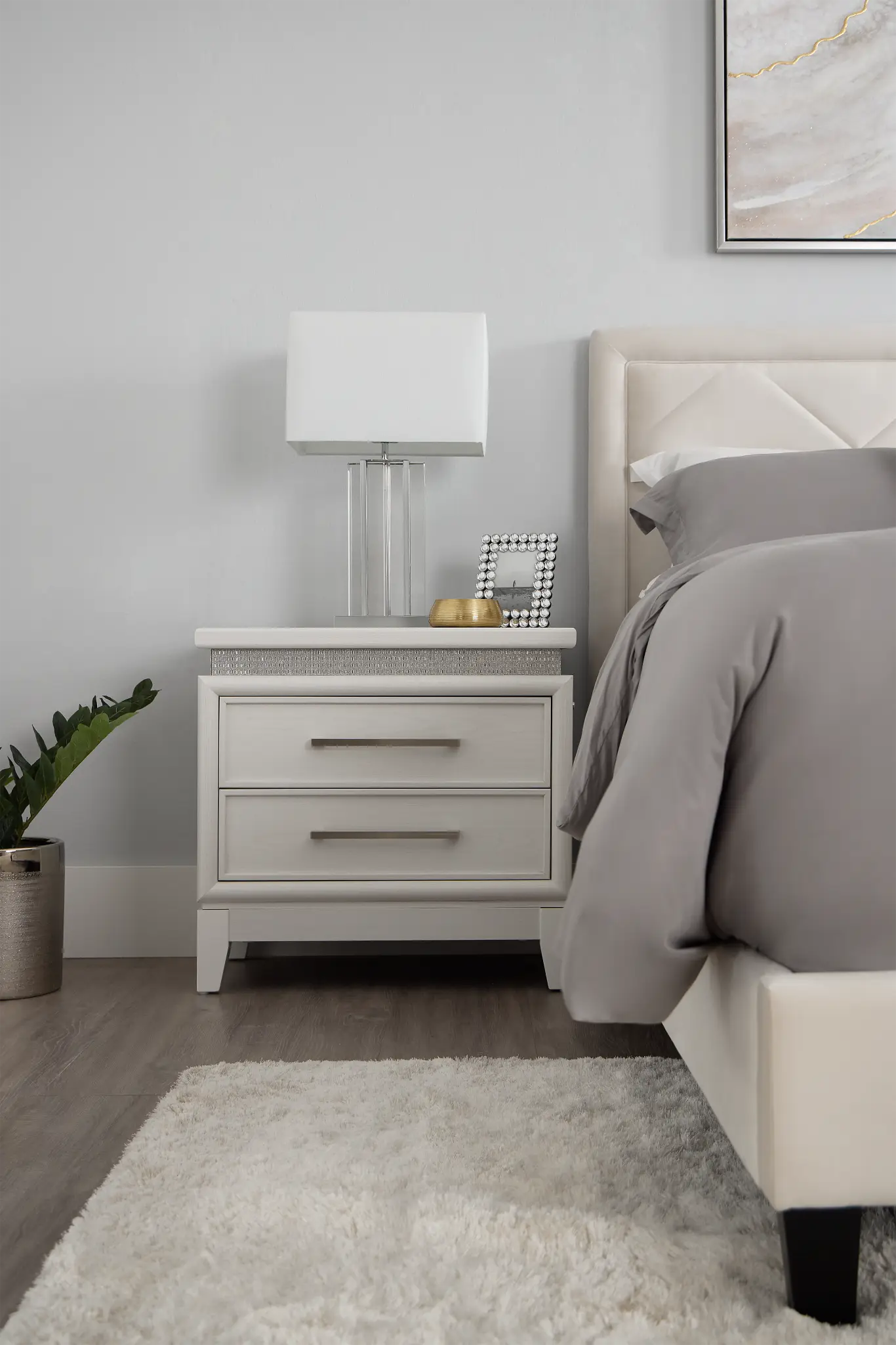 Alessandria White Lighted Nightstand Alessandria White Lighted Nightstand