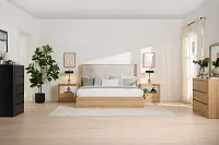 Emory Light Tone Upholstered Platform Bed