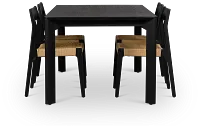 Santorini Black Rect Table & 4 Woven Chairs